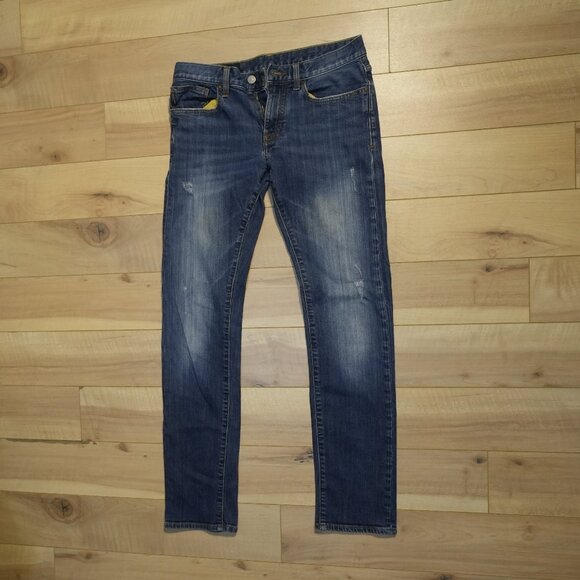 Armani Exchange Dark Blue Faded Slim Fit Denim Jeans - Size 29W - Picture 2 of 9